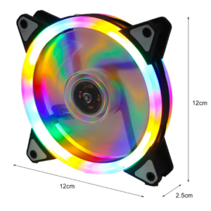12cm Fan cooling LED RGB Rainbow Light Fan Low Noise RGB DC 12V